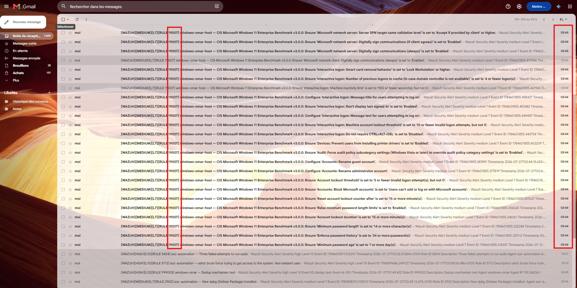 Resulting inbox volume — rule 19007