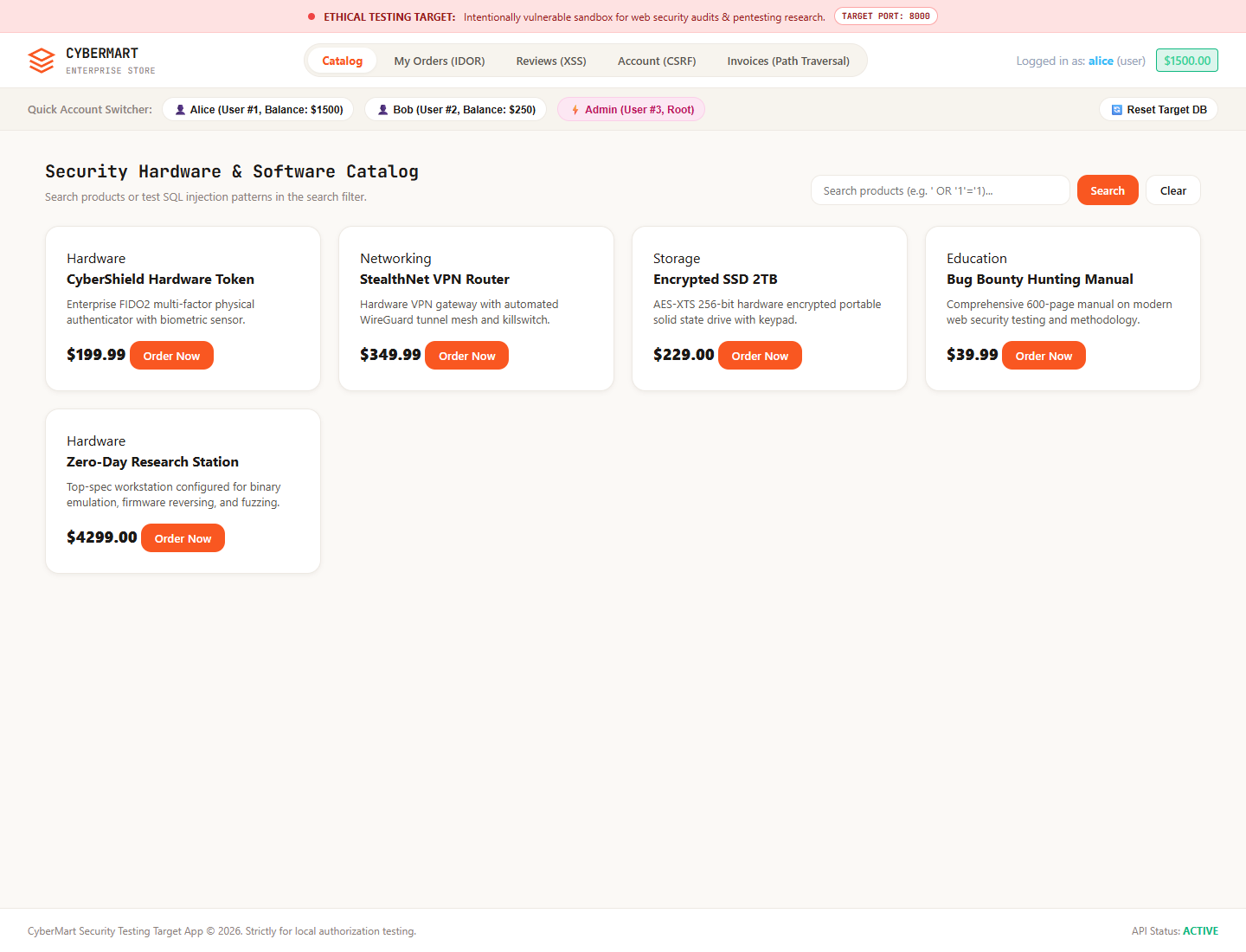 CyberMart target store storefront UI